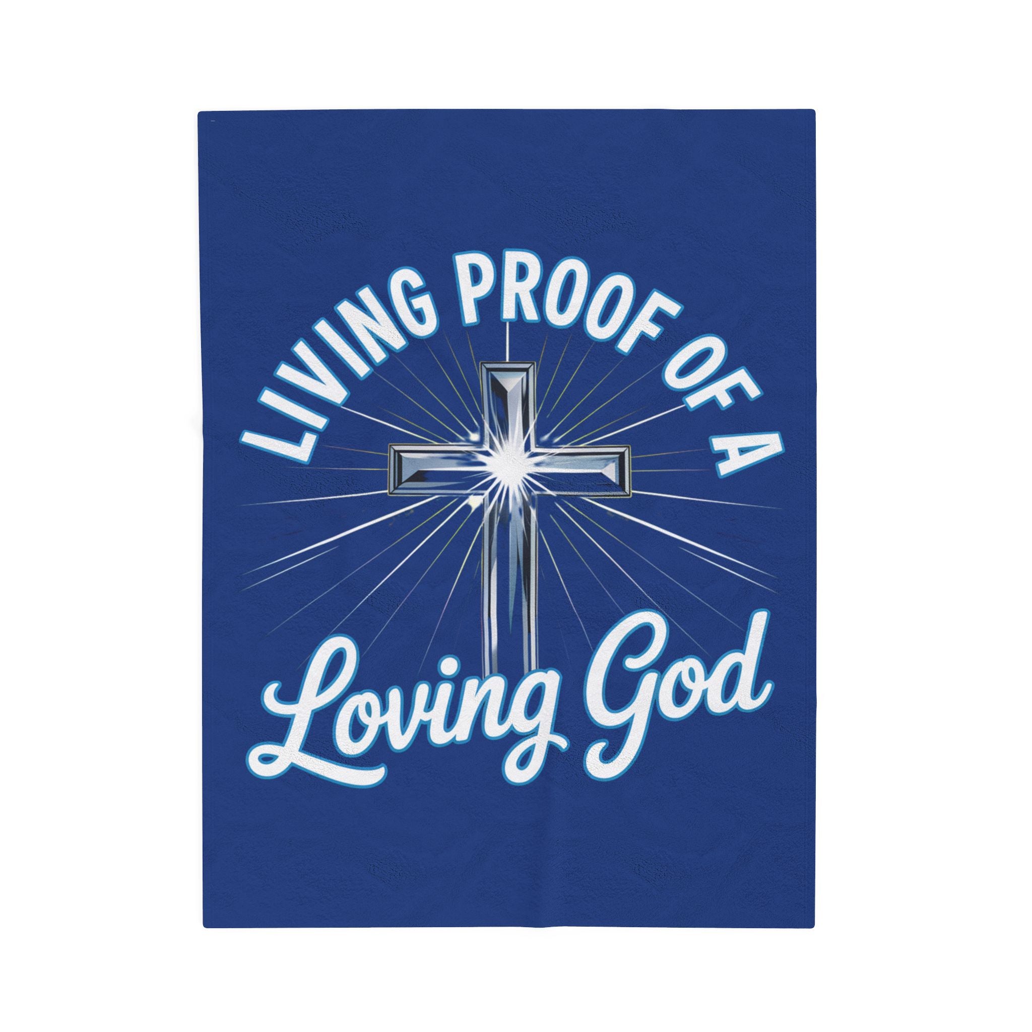 Plush Blanket — "Living Proof of a Loving God" Cross Throw