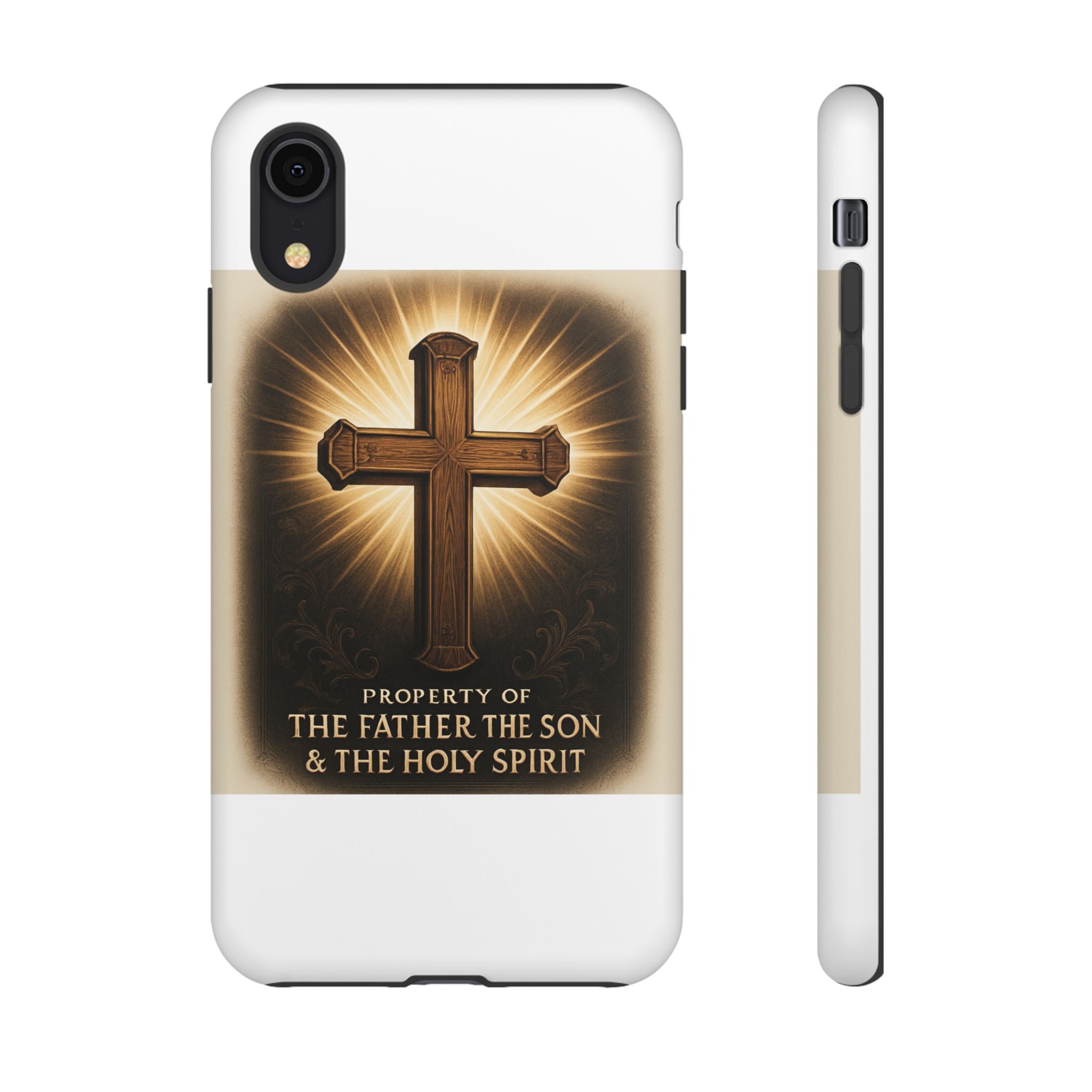 Christian Cross Phone Case — "Property of The Father, The Son & The Holy Spirit"
