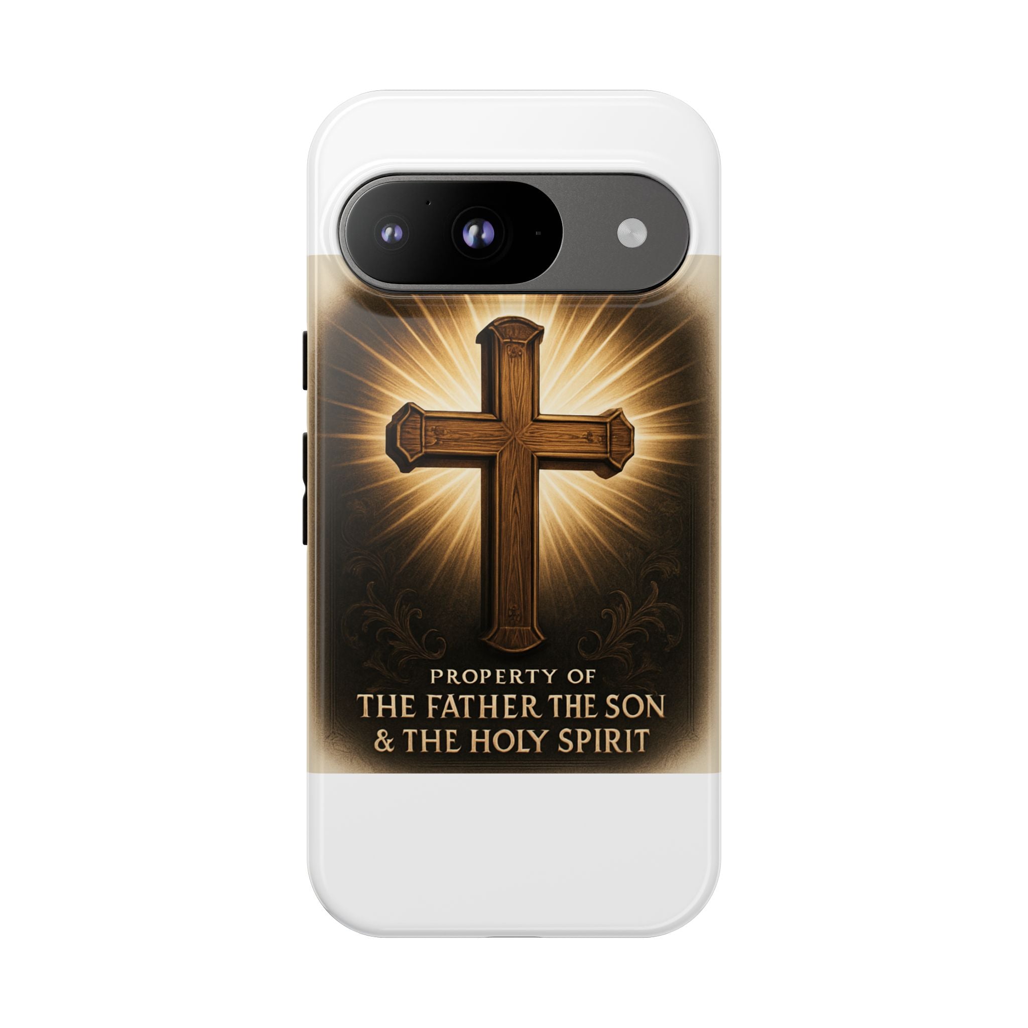 Christian Cross Phone Case — "Property of The Father, The Son & The Holy Spirit"