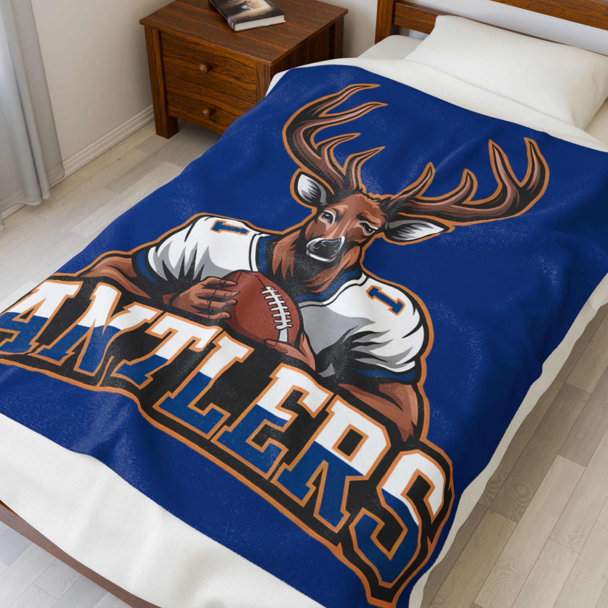 Antlers Football Team Velveteen Plush Blanket-Blue