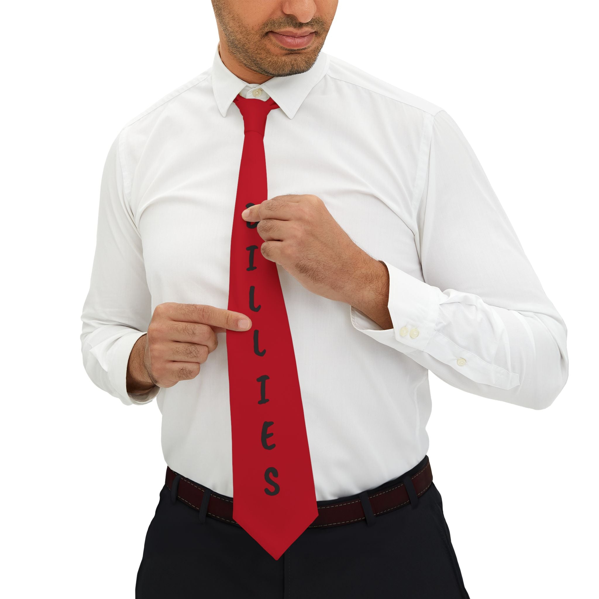 Red 'Billies' Novelty Necktie — Bold Script Party Tie for Fans