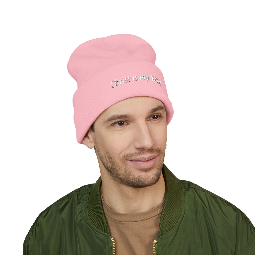 Embroidered "Christ is my King" Cuffed Beanie