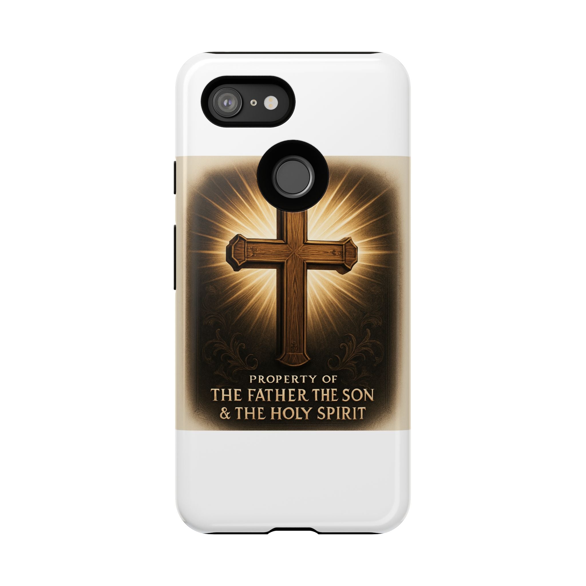 Christian Cross Phone Case — "Property of The Father, The Son & The Holy Spirit"