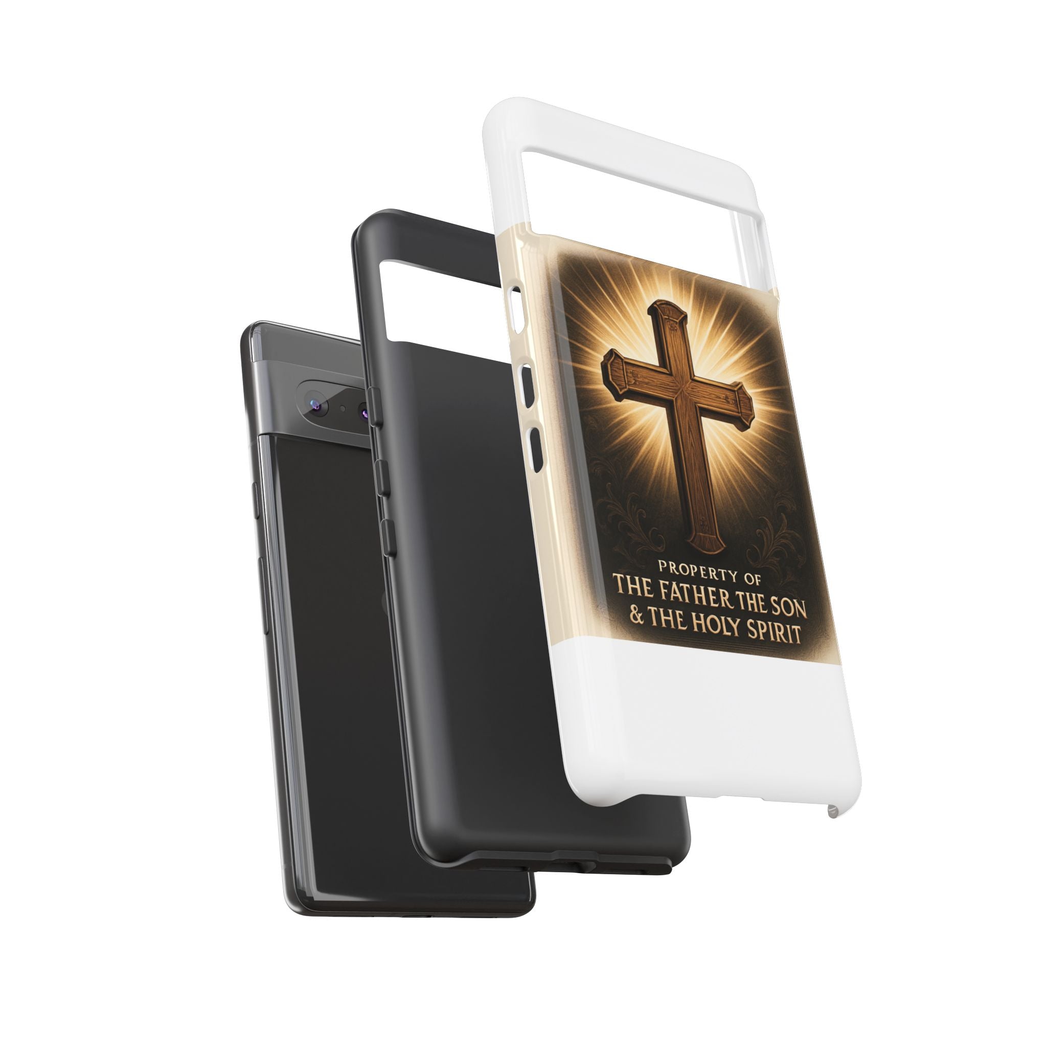 Christian Cross Phone Case — "Property of The Father, The Son & The Holy Spirit"