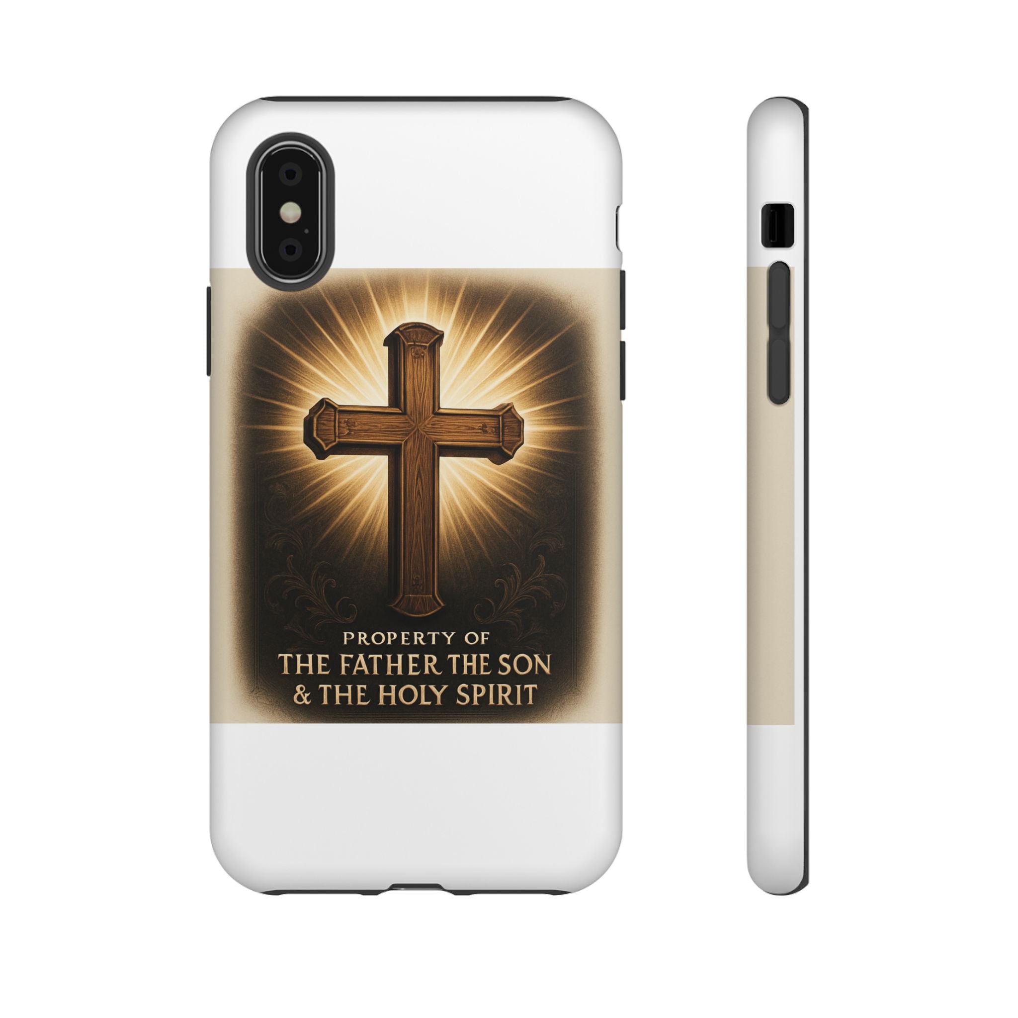 Christian Cross Phone Case — "Property of The Father, The Son & The Holy Spirit"