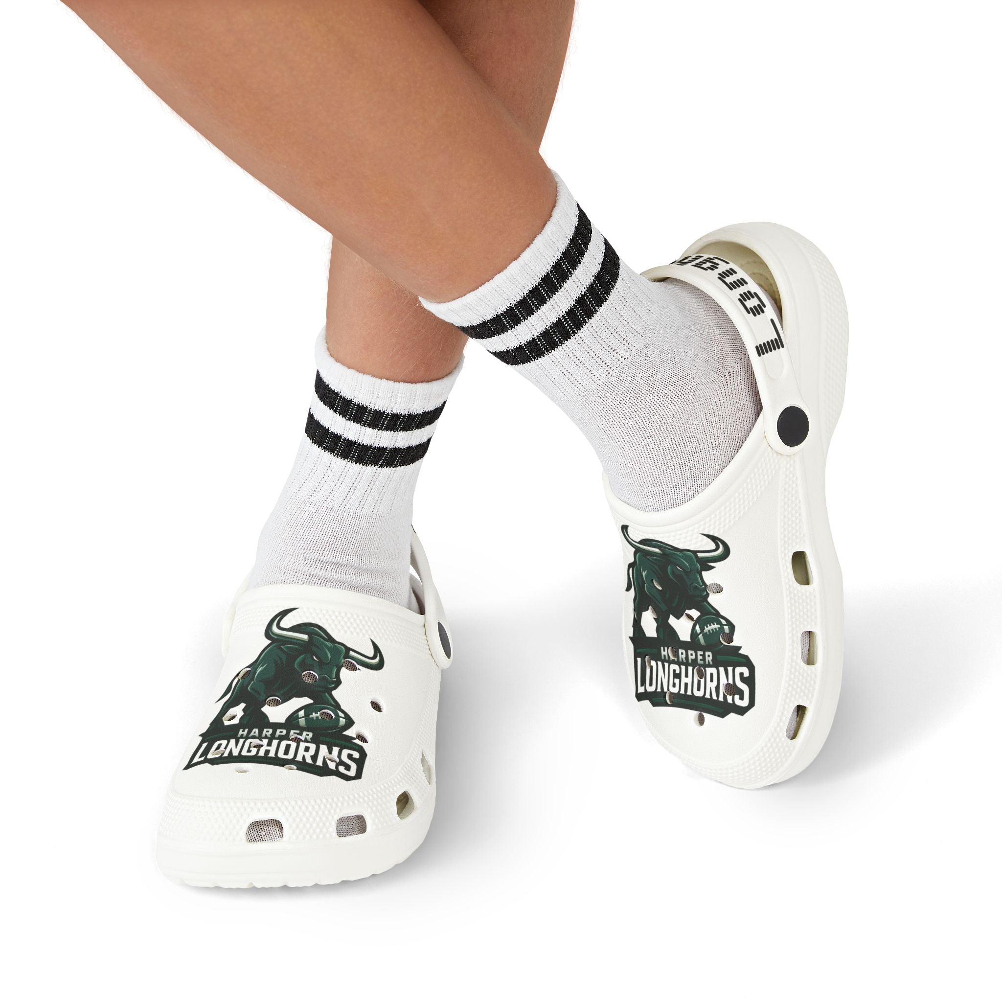 Little Kids' Longhorns Graphic Foam Clogs — White EVA Slip-On with Team Mascot