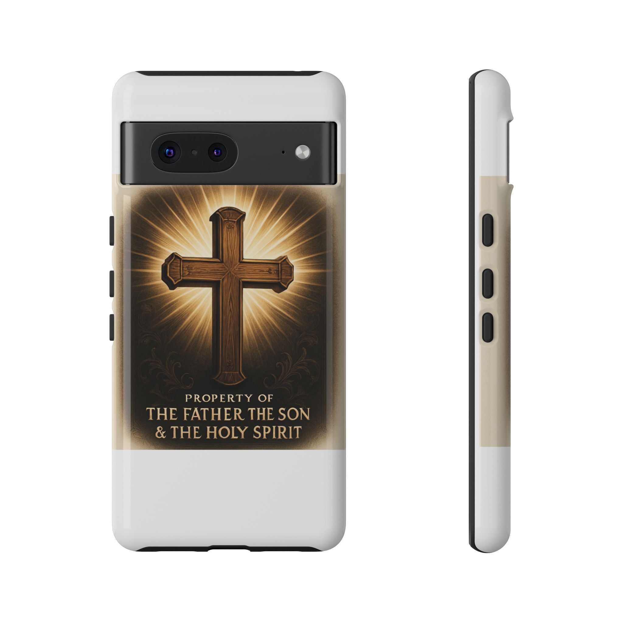 Christian Cross Phone Case — "Property of The Father, The Son & The Holy Spirit"