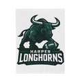 Personalized Velveteen Plush Blanket - Harper Longhorns Team Spirit-White