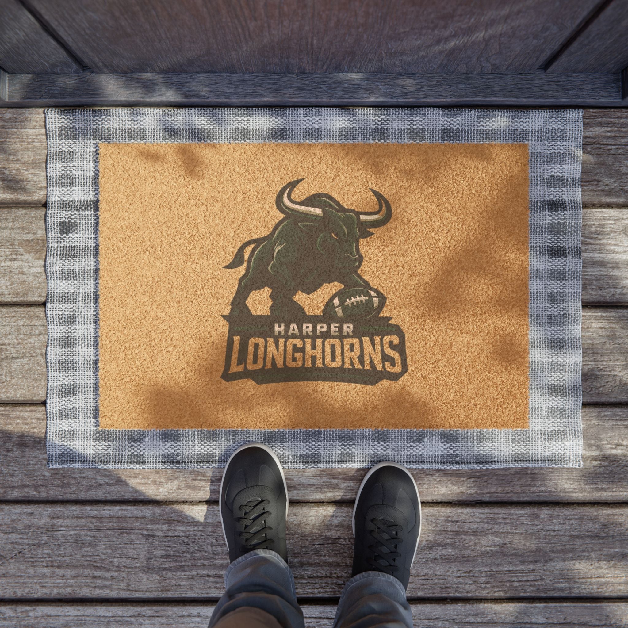 Harper Longhorns Doormat-Personalize with your name!