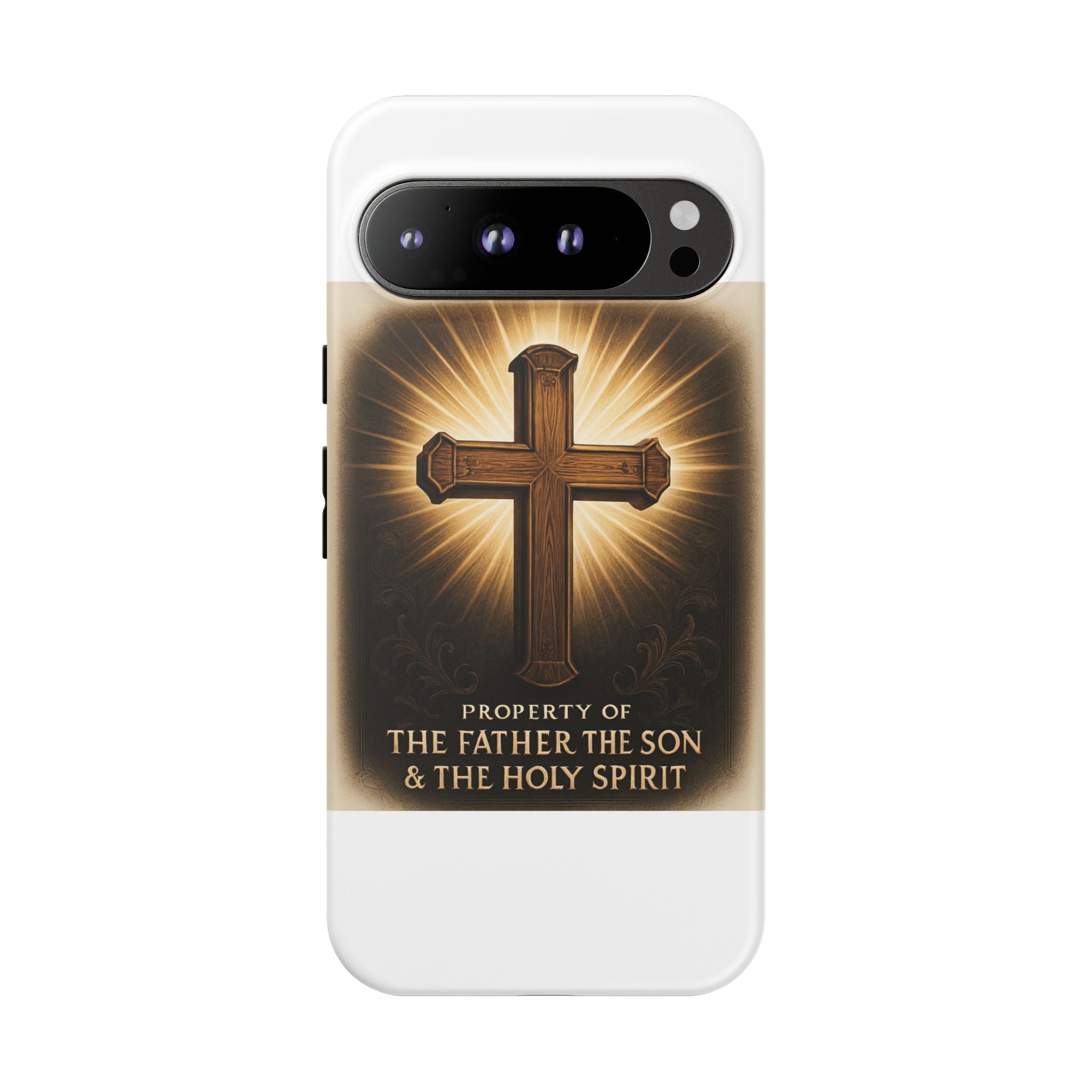 Christian Cross Phone Case — "Property of The Father, The Son & The Holy Spirit"