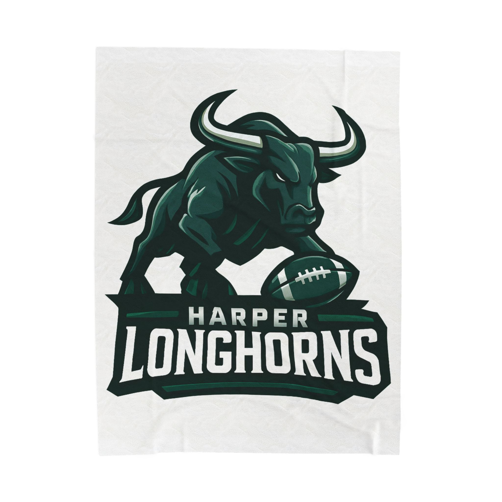 Personalized Velveteen Plush Blanket - Harper Longhorns Team Spirit-White