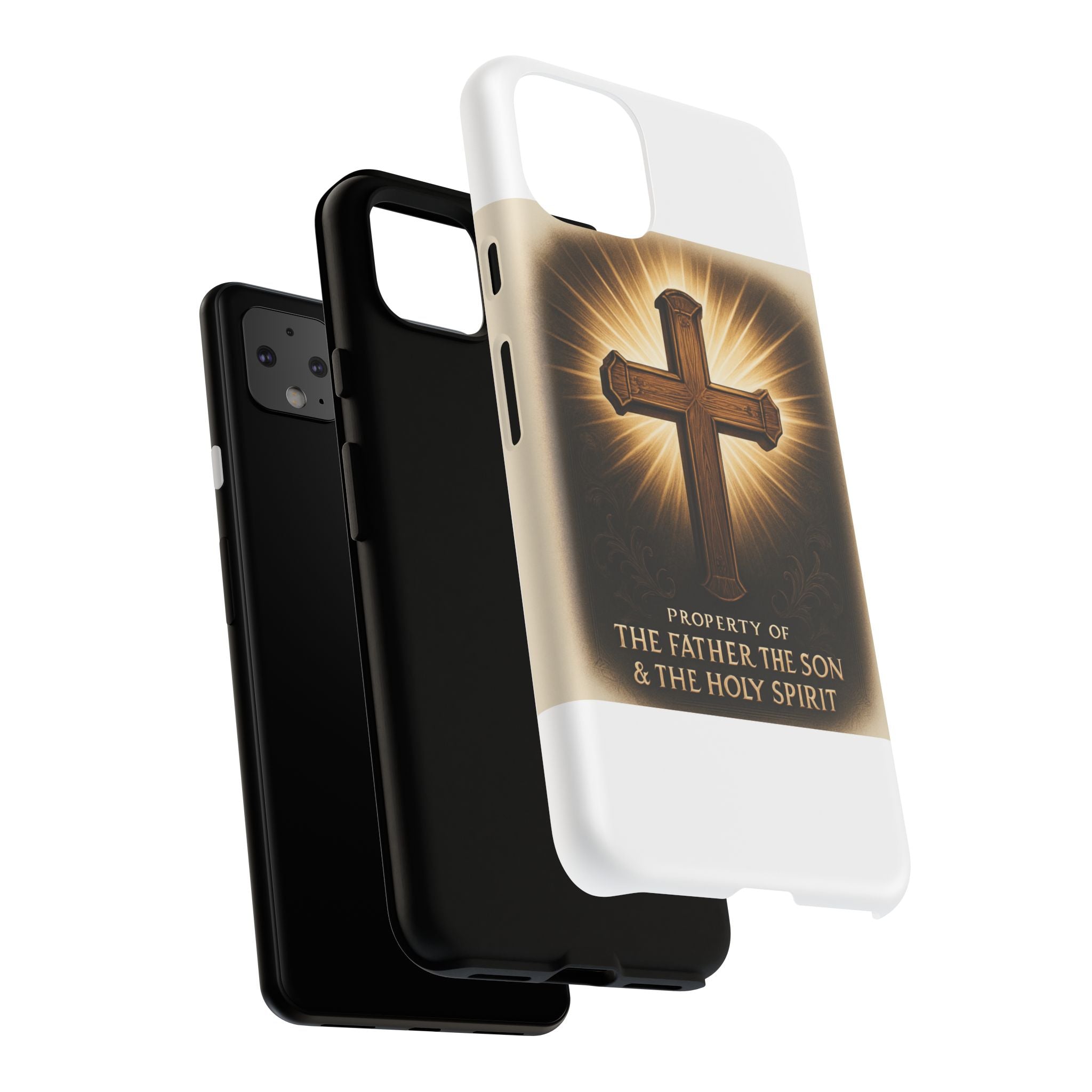 Christian Cross Phone Case — "Property of The Father, The Son & The Holy Spirit"