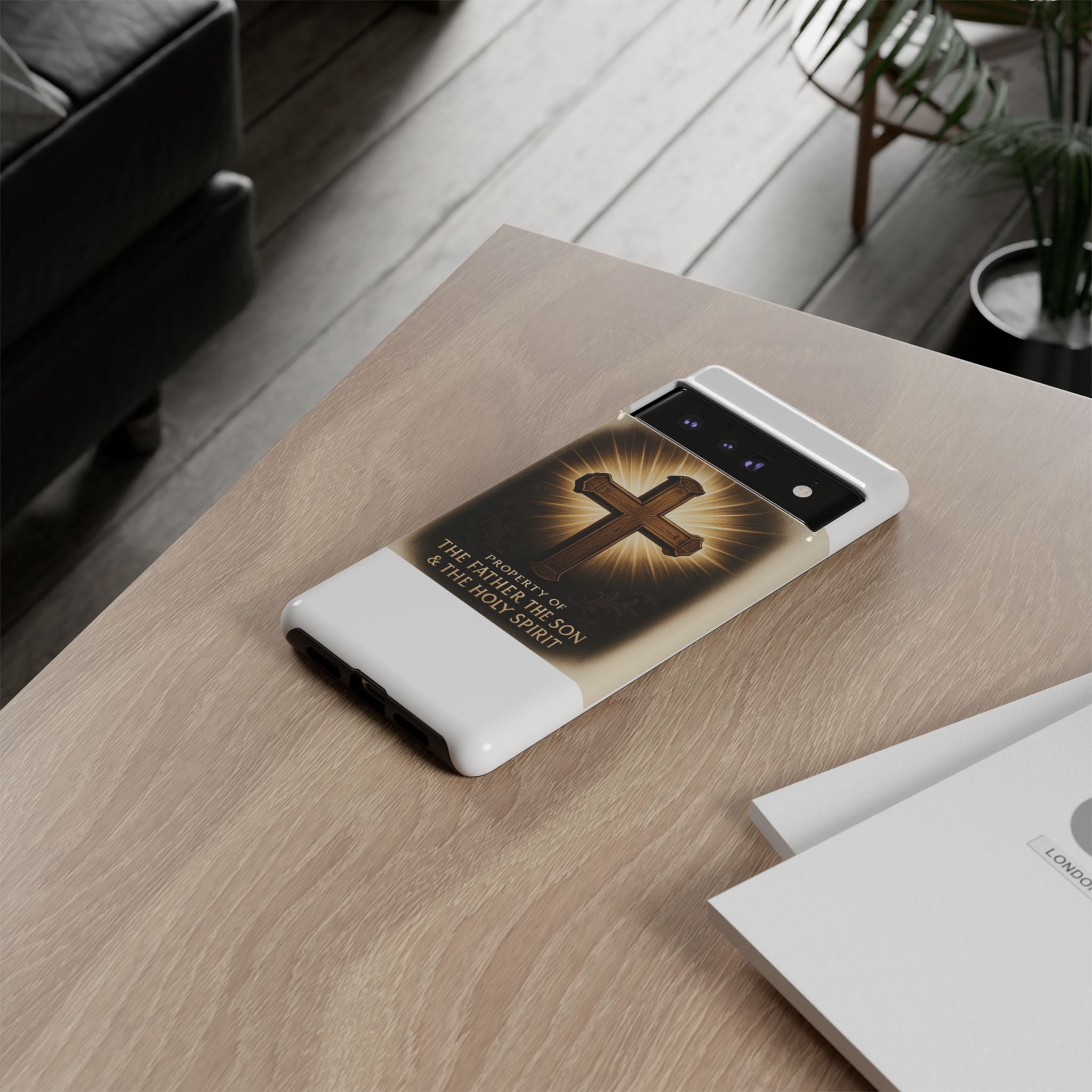Christian Cross Phone Case — "Property of The Father, The Son & The Holy Spirit"
