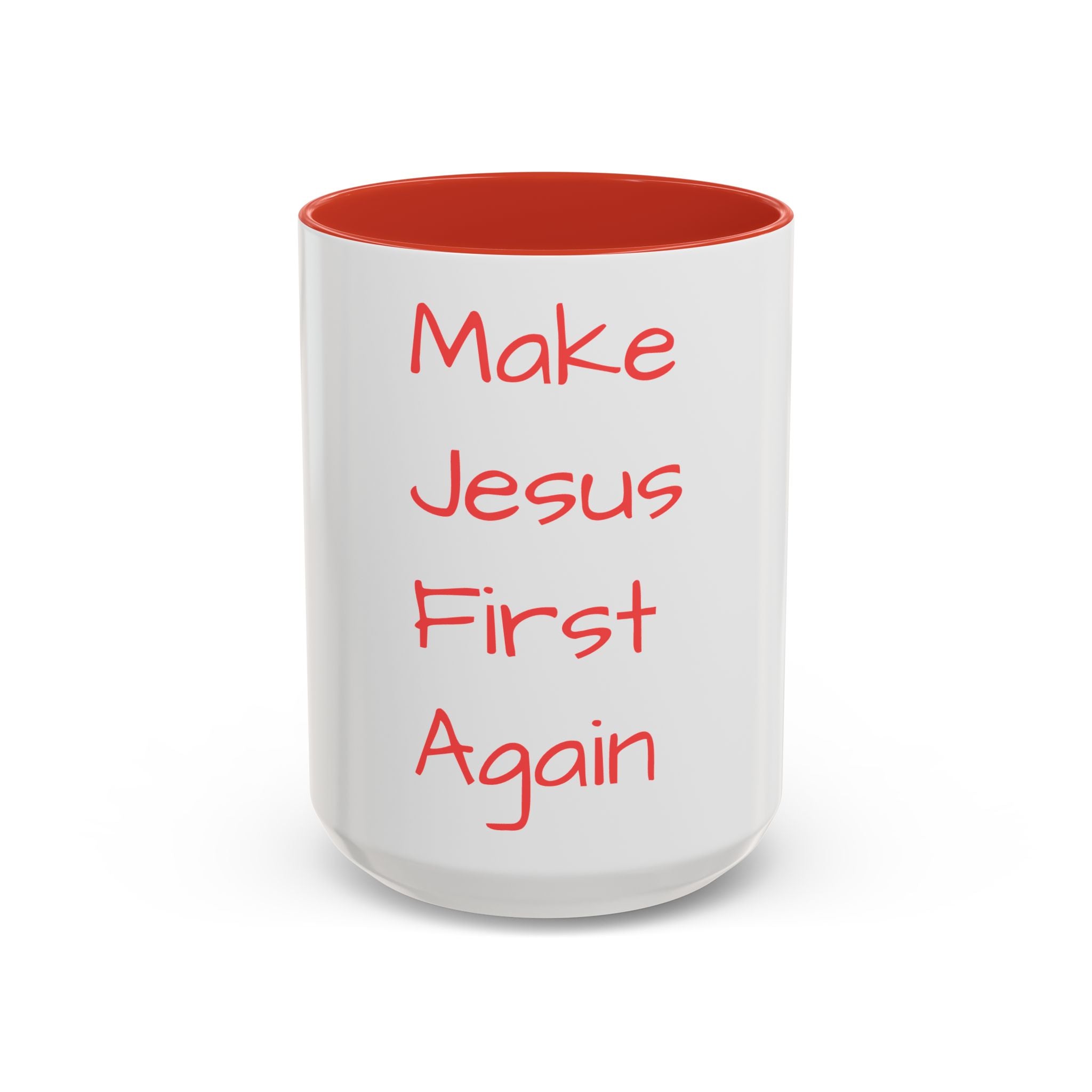 Inspirational Accent Coffee Mug - "Make Jesus First Again" - Perfect for Morning Motivation