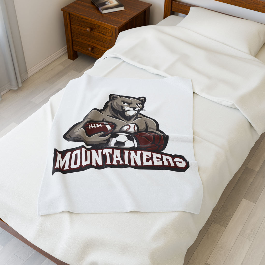 Mountaineers Sports Mascot Velveteen Plush Blanket — Football, Soccer & Basketball Team Throw