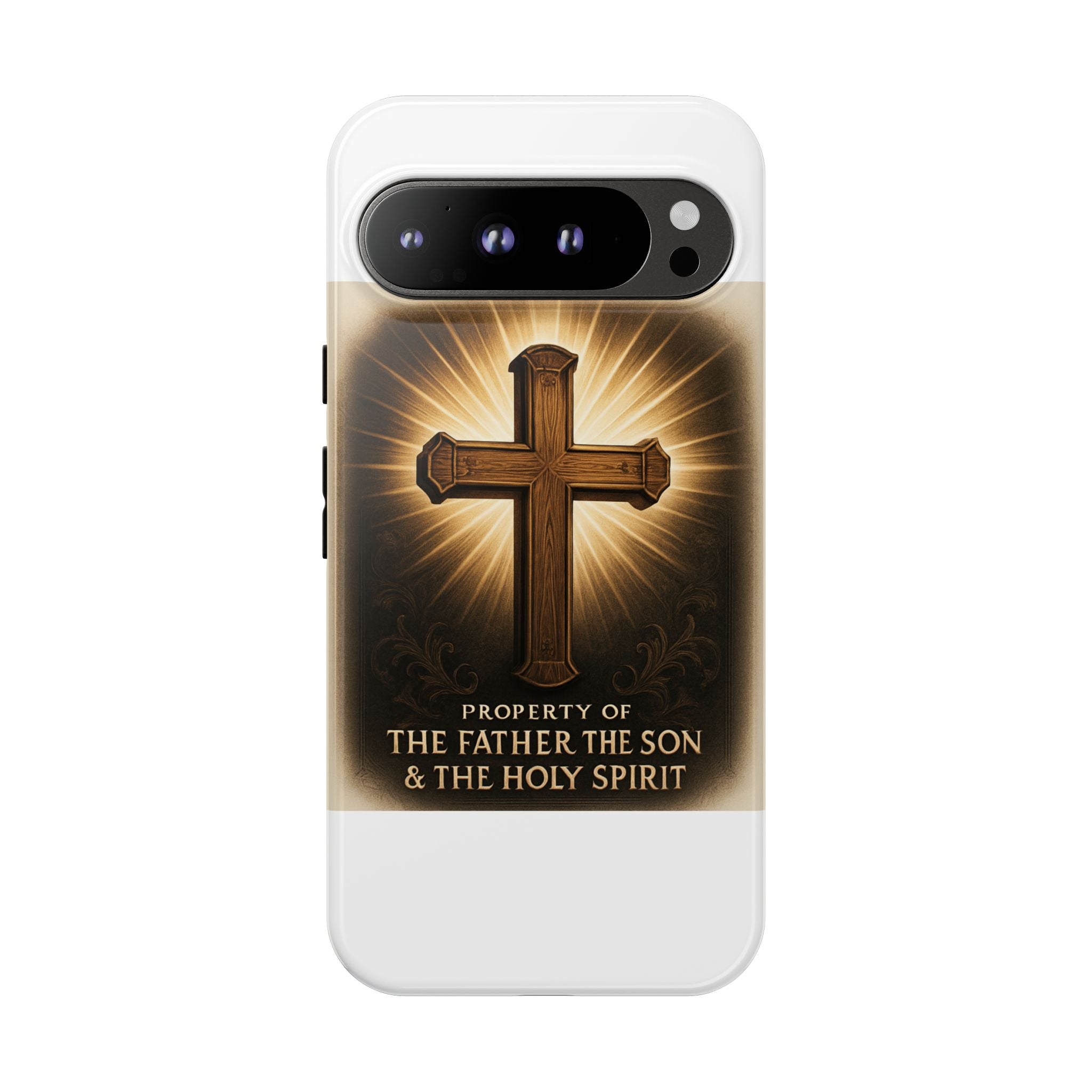 Christian Cross Phone Case — "Property of The Father, The Son & The Holy Spirit"