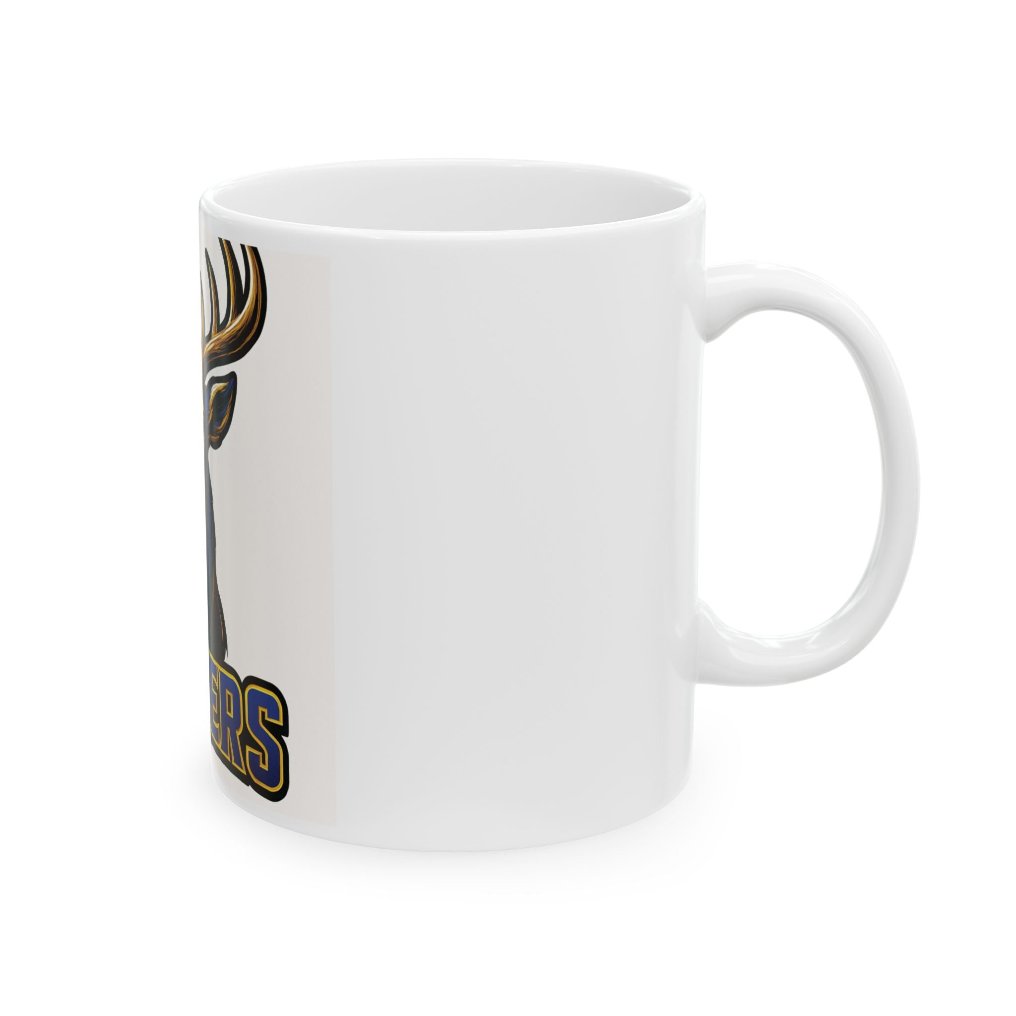 Tivy Antlers Stag Ceramic Mug — Bold Deer Head Coffee Cup (11oz, 15oz)