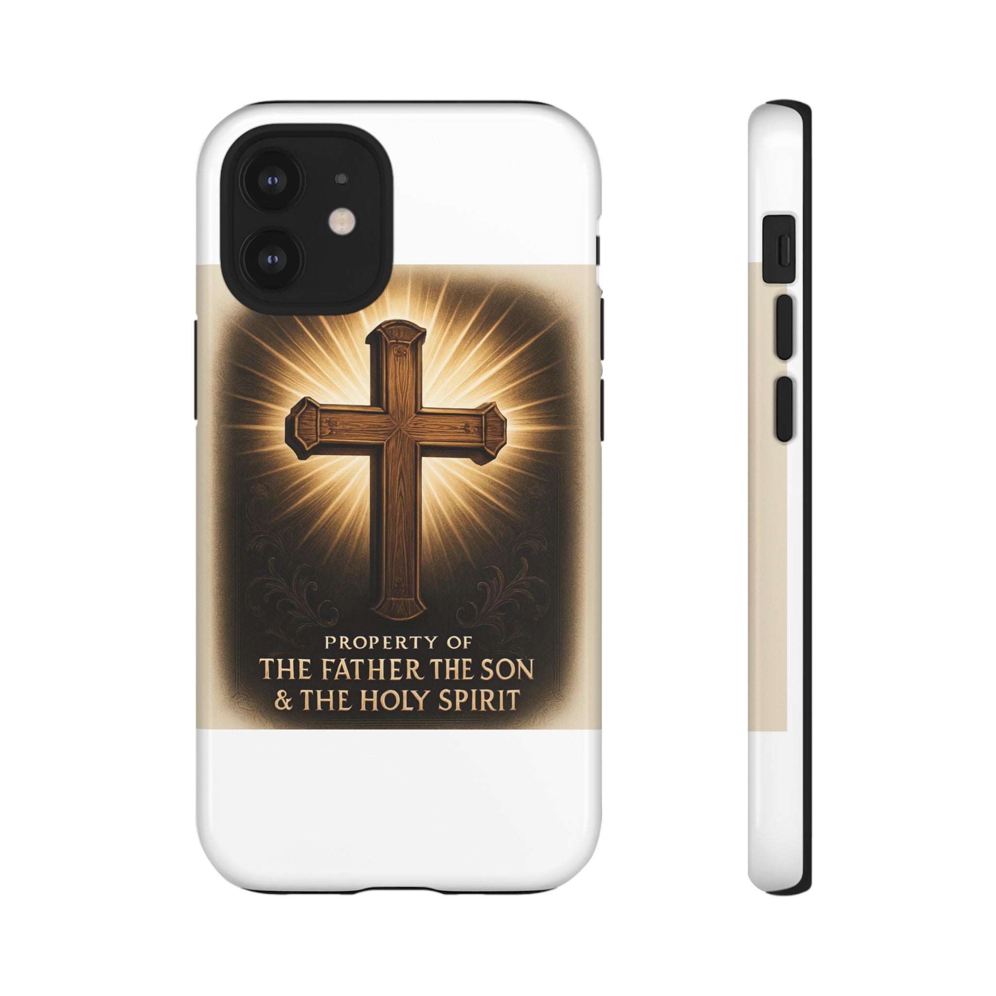 Christian Cross Phone Case — "Property of The Father, The Son & The Holy Spirit"