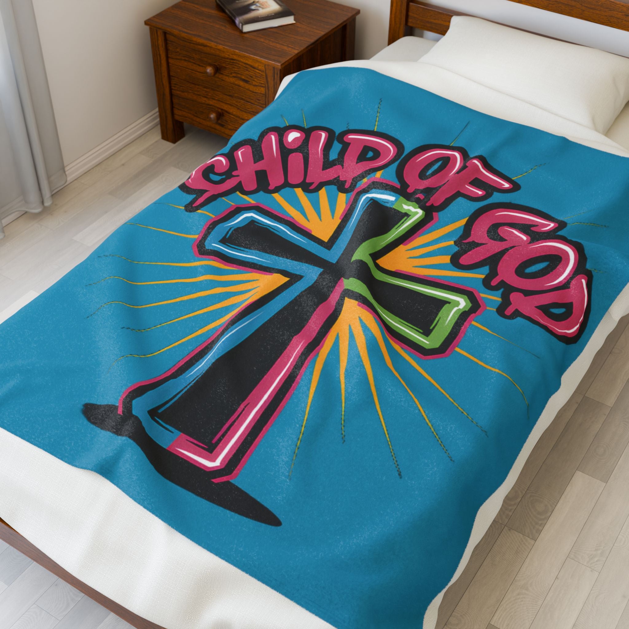 Child of God Plush Blanket -Teal